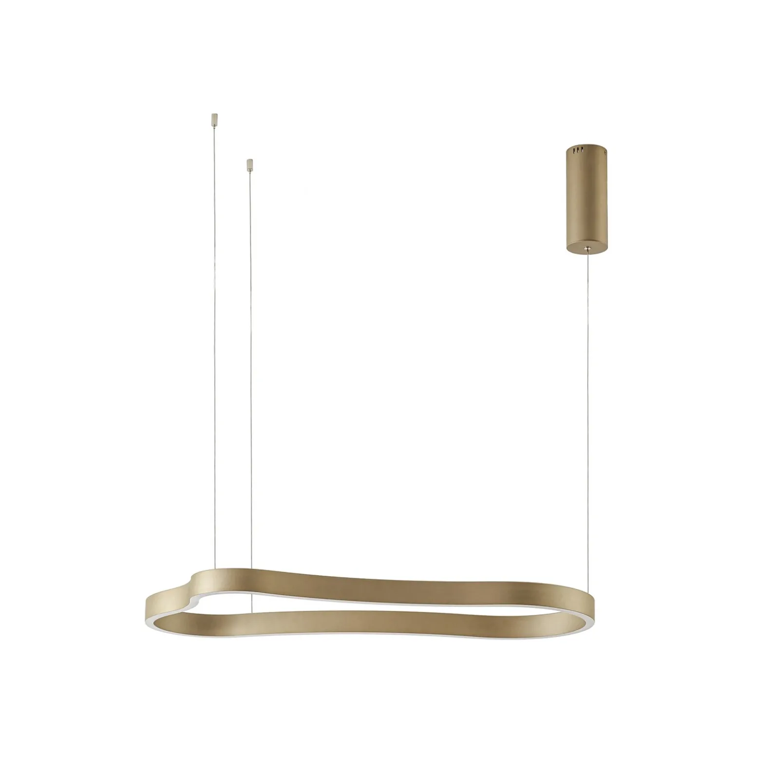 Lámpara colgante LED Vikali de Lucande, dorada, CCT, atenuable, 90 x 45 cm