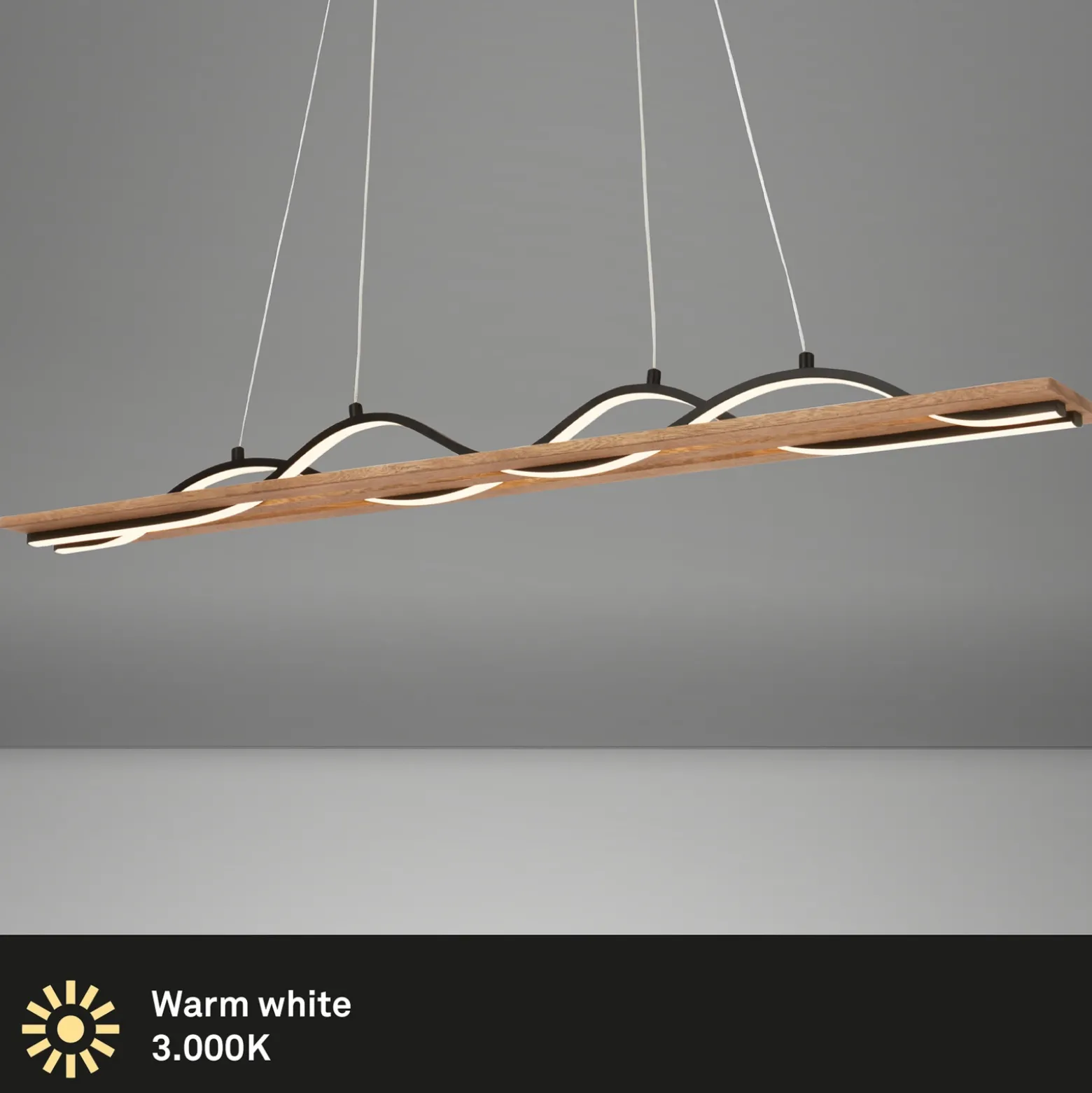 Lámpara colgante LED Vinka, de 2 luces, 98 cm de longitud, color madera