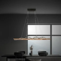 Lámpara colgante LED Vinka, de 2 luces, 98 cm de longitud, color madera