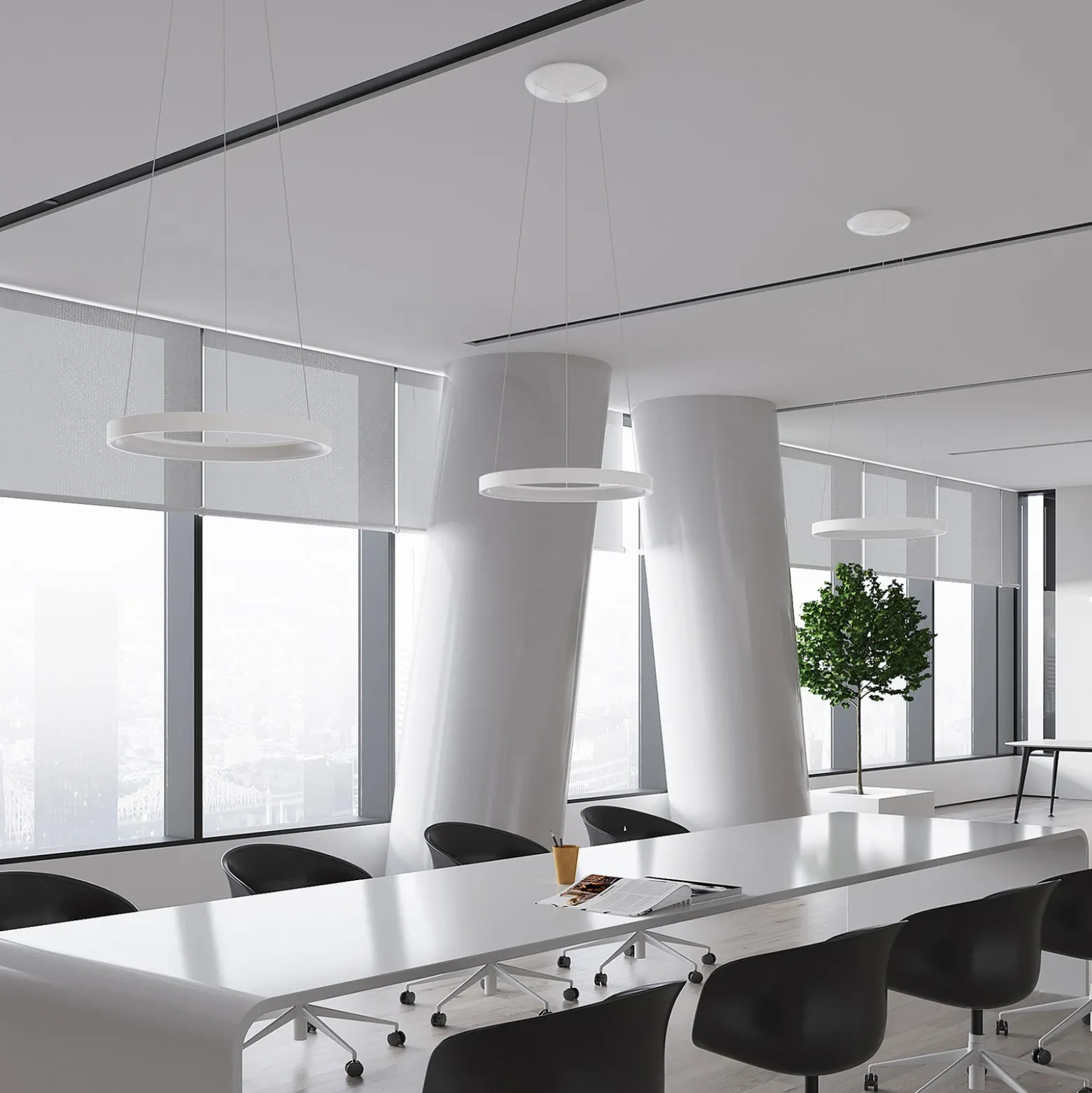 Lámpara colgante LED Vivy de Arcchio, Ø 58 cm, blanca, metal