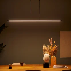 Lámpara colgante LED Zelena, negra, longitud 122cm, metal, CCT