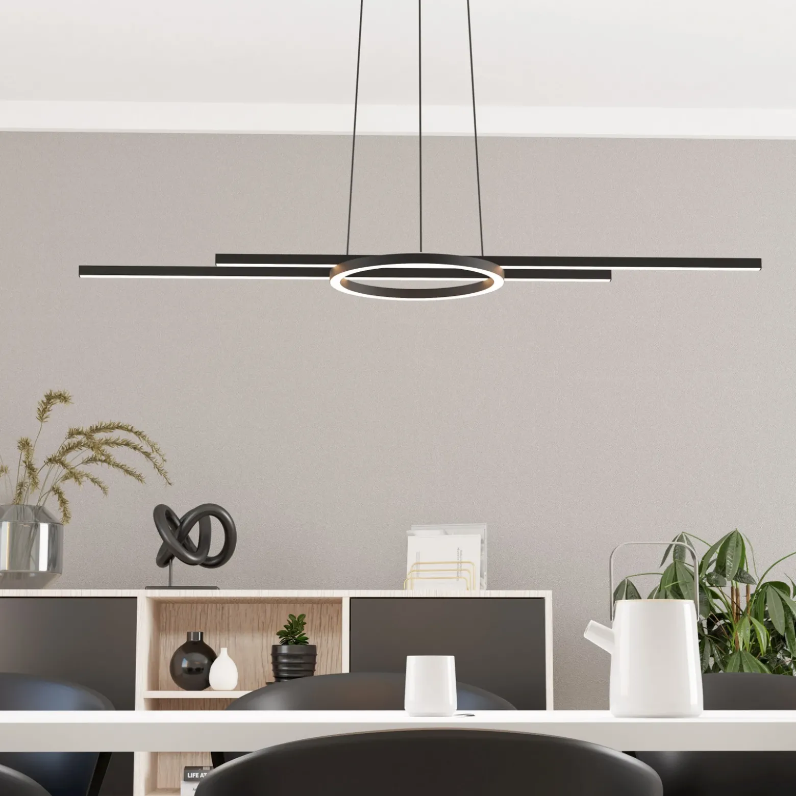 Lámpara colgante LED Zillerio-Z negro ZigBee CCT Dime