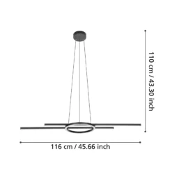 Lámpara colgante LED Zillerio-Z negro ZigBee CCT Dime