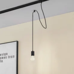 Lámpara colgante Linaro de Lindby, Ø 4,6 cm, negra, monofásica, E27