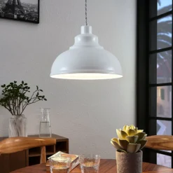 Lámpara colgante Lindby Albertine, 29 cm, blanca, metal