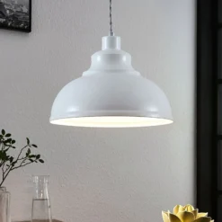 Lámpara colgante Lindby Albertine, 29 cm, blanca, metal