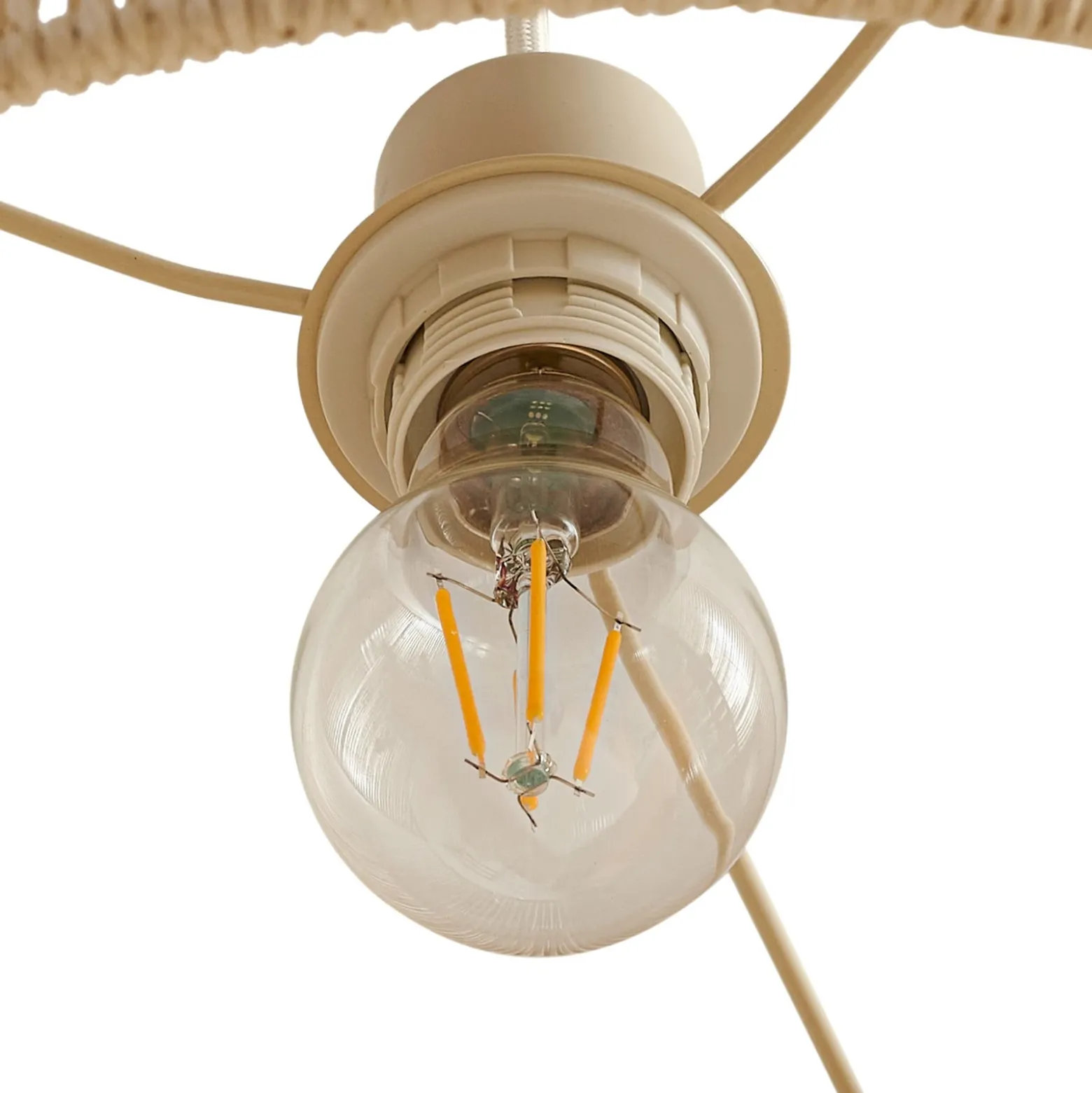 Lámpara colgante Lindby Anuva, Ø 45 cm, beige, papel, E27