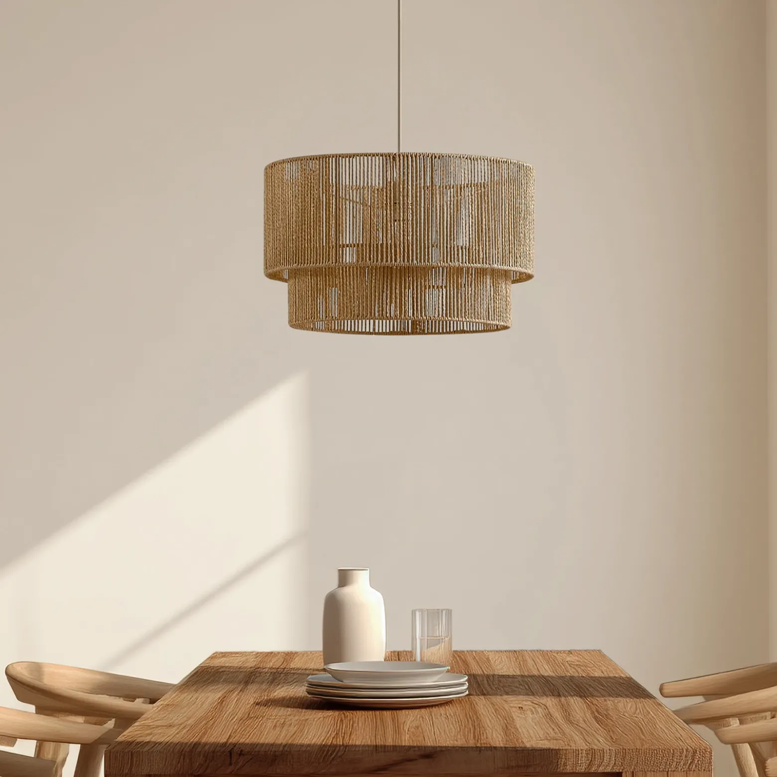 Lámpara colgante Lindby Anuva, Ø 45 cm, beige, papel, E27