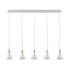 Lámpara colgante Lindby Arina, 100 cm, blanca, 5 luces, E14
