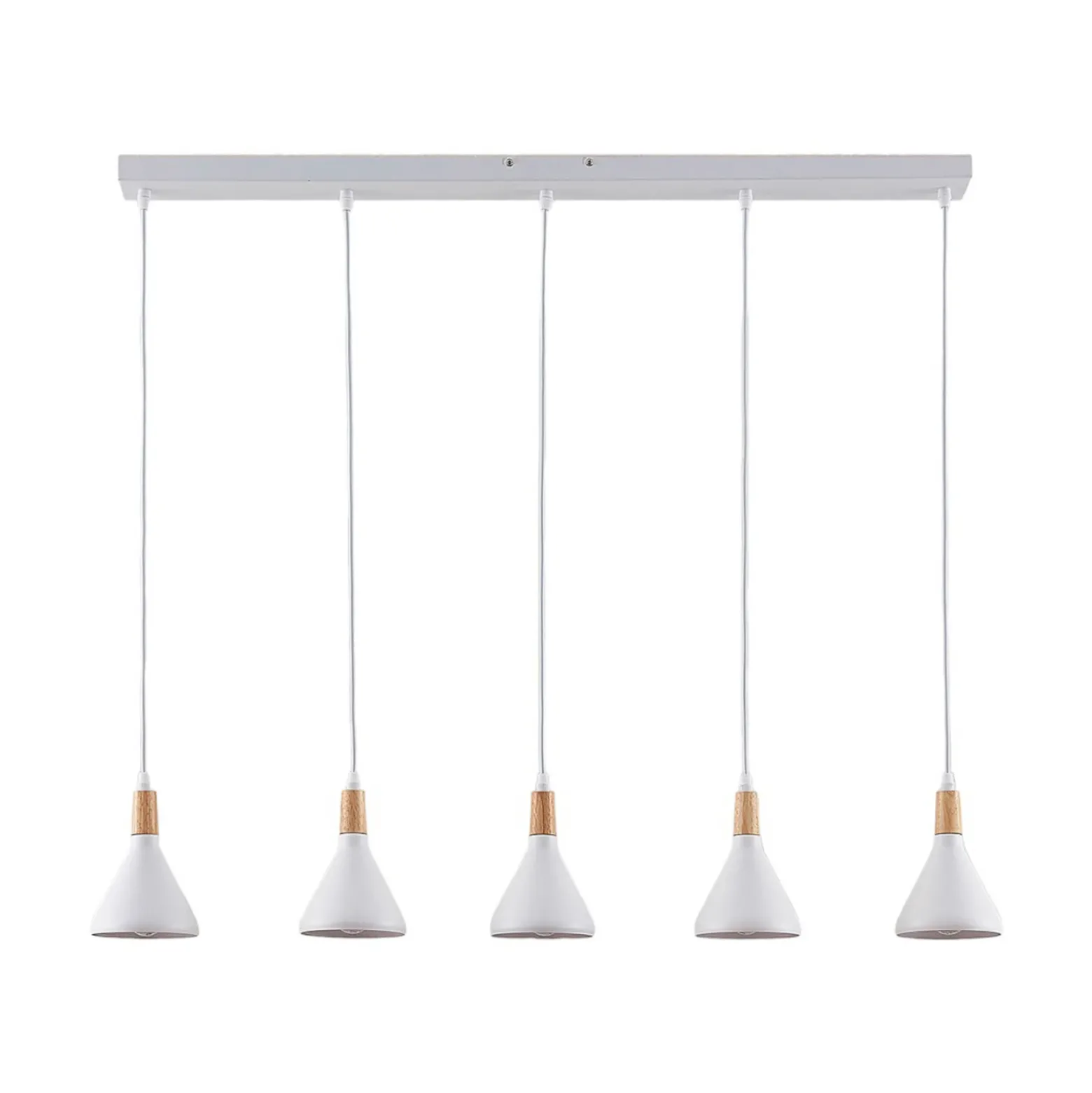 Lámpara colgante Lindby Arina, 100 cm, blanca, 5 luces, E14