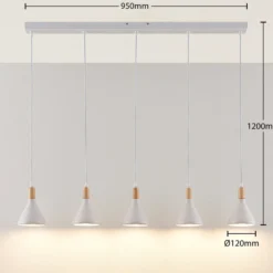 Lámpara colgante Lindby Arina, 100 cm, blanca, 5 luces, E14