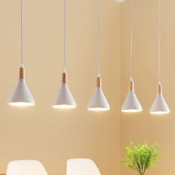 Lámpara colgante Lindby Arina, 100 cm, blanca, 5 luces, E14