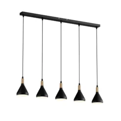 Lámpara colgante Lindby Arina, 100 cm, negra, 5 luces