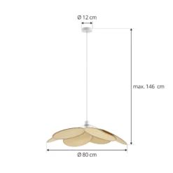 Lámpara colgante Lindby Astraia, natural/blanco, ratán, Ø 80 cm