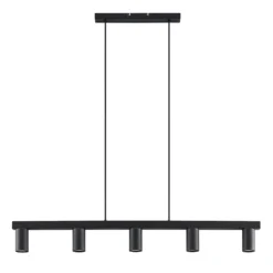 Lámpara colgante Lindby Baliko, negra, 116 cm, 5 luces, GU10