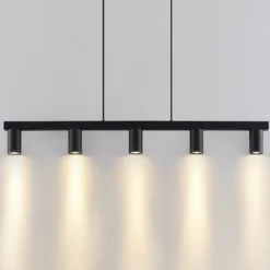 Lámpara colgante Lindby Baliko, negra, 116 cm, 5 luces, GU10