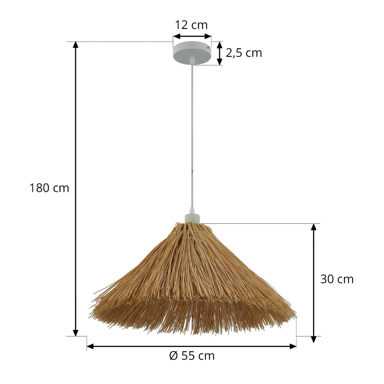 Lámpara colgante Lindby Borys, Ø 55 cm, seagrass, E27