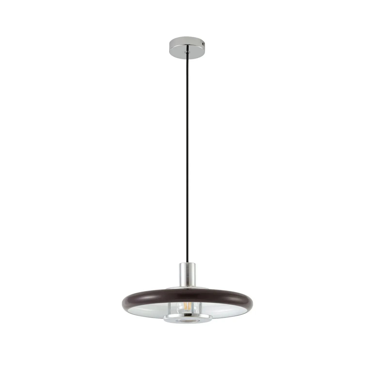 Lámpara colgante Lindby Branford, estilo retro, Ø 35 cm, marrón, metal