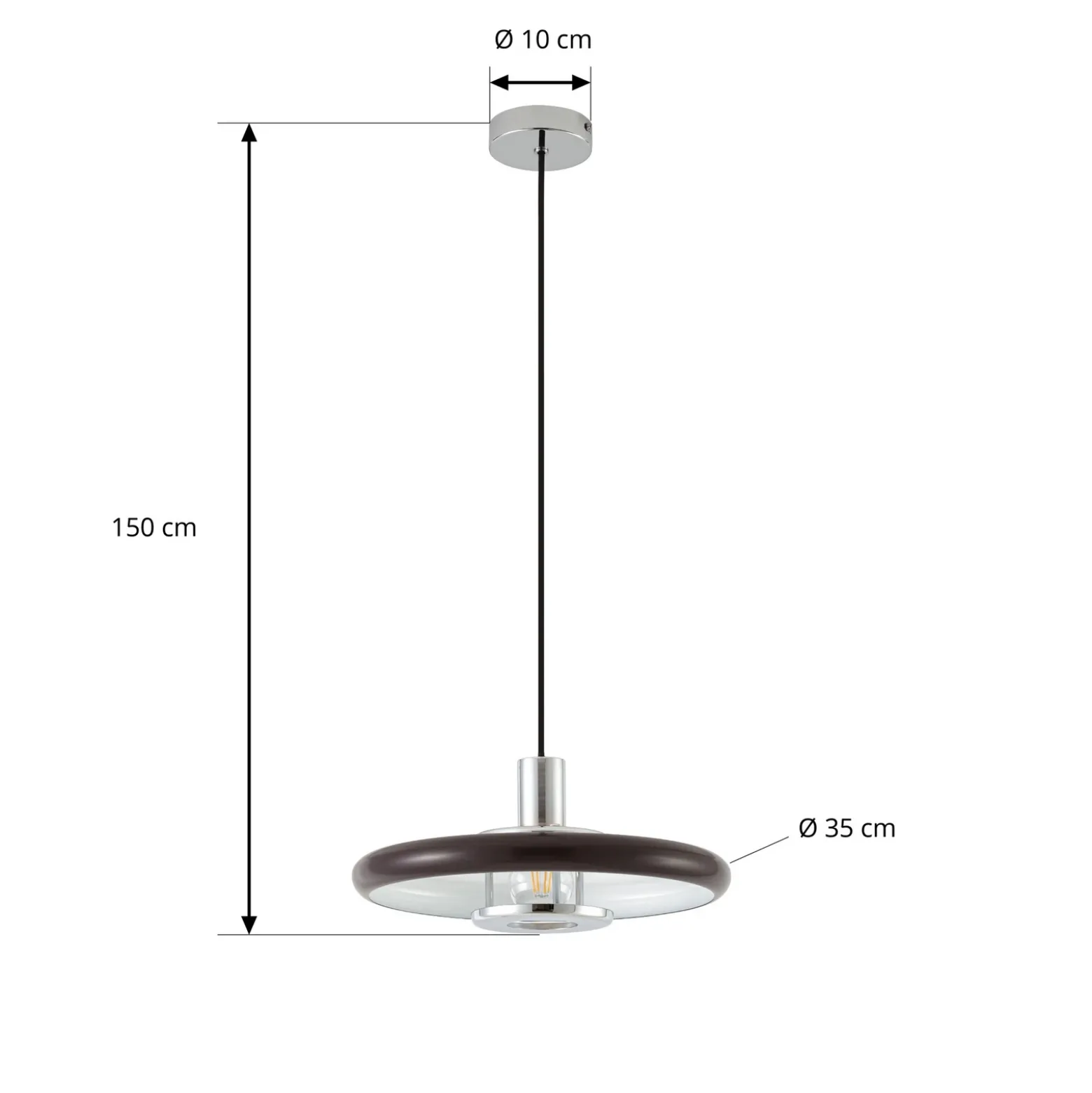 Lámpara colgante Lindby Branford, estilo retro, Ø 35 cm, marrón, metal