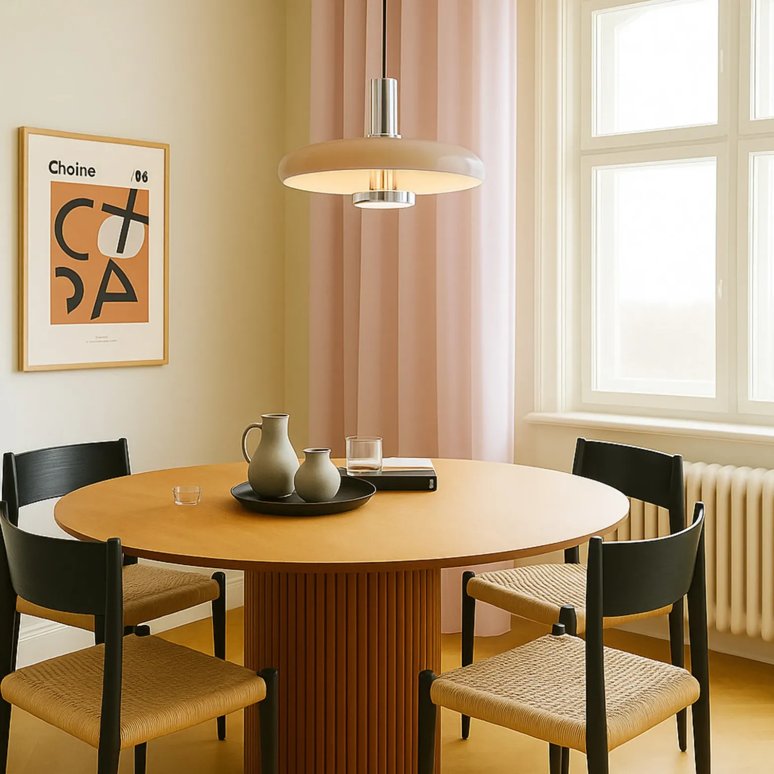Lámpara colgante Lindby Branford, estilo retro, Ø 35 cm, beige, metal