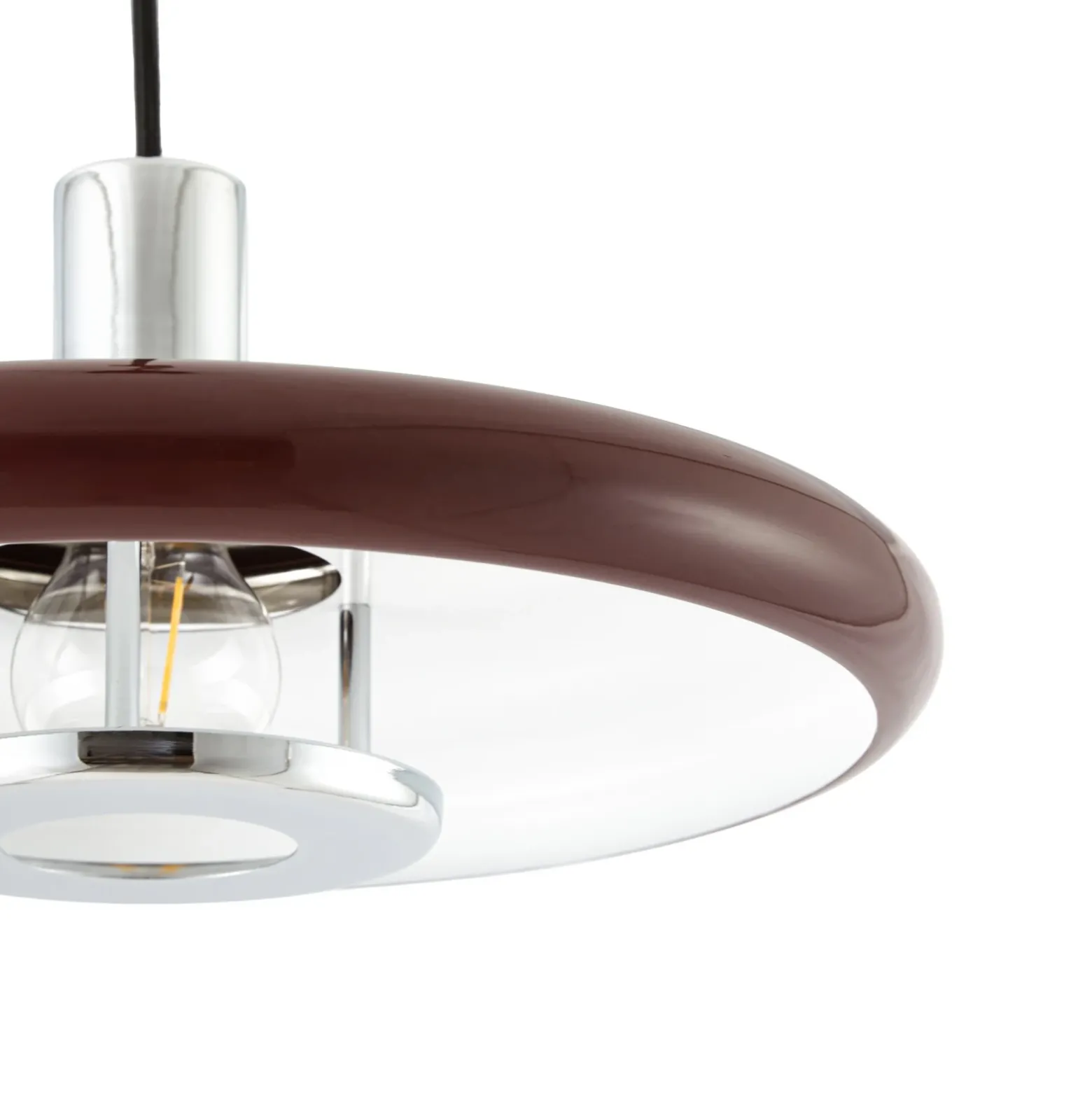 Lámpara colgante Lindby Branford, estilo retro, Ø 35 cm, color burdeos, metal