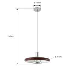 Lámpara colgante Lindby Branford, estilo retro, Ø 35 cm, color burdeos, metal