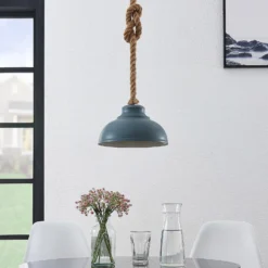 Lámpara colgante Lindby Chaby, Ø 29 cm, 1 luz, metal, cuerda