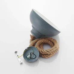 Lámpara colgante Lindby Chaby, Ø 29 cm, 1 luz, metal, cuerda