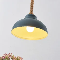 Lámpara colgante Lindby Chaby, Ø 29 cm, 1 luz, metal, cuerda