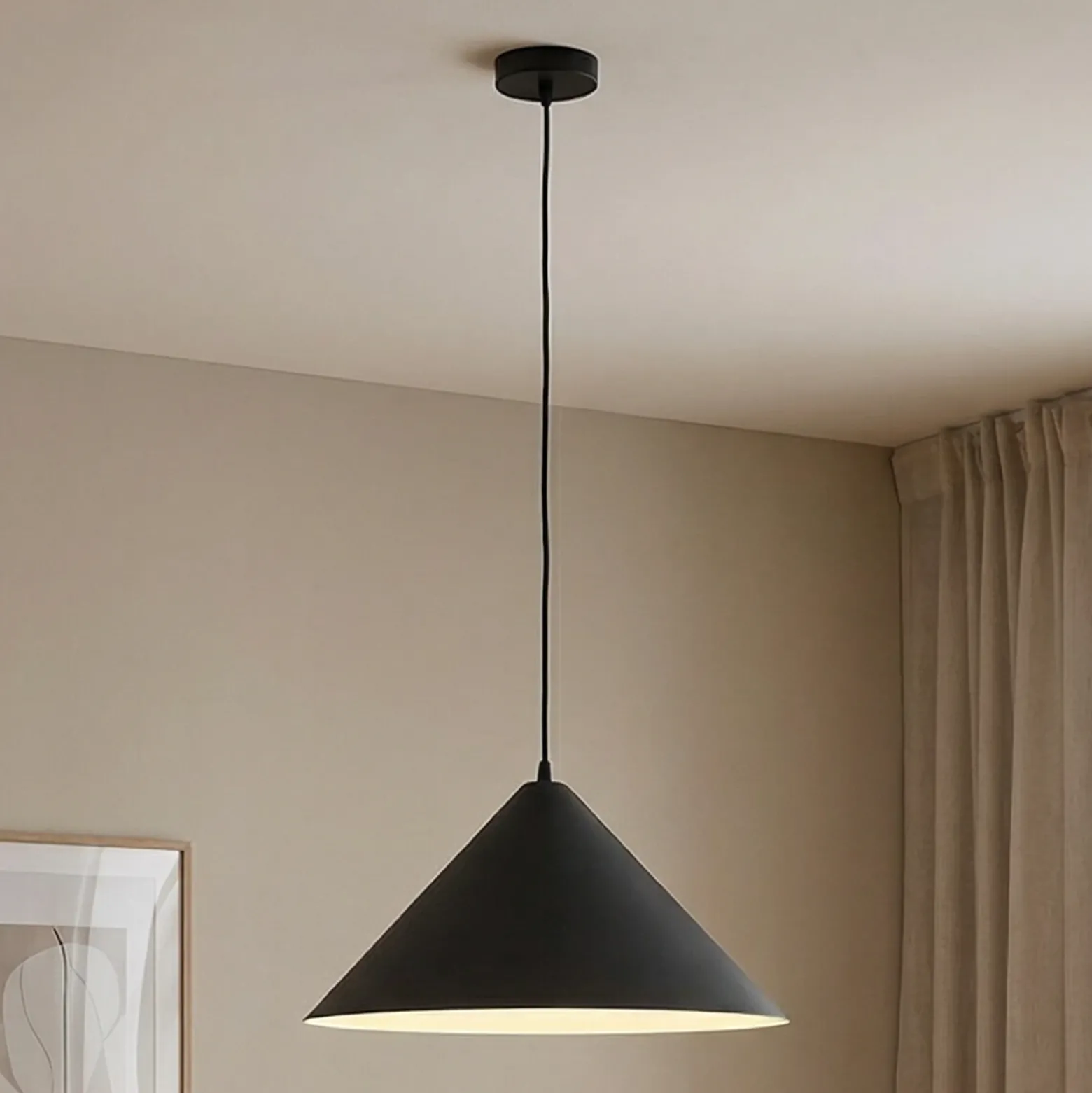Lámpara colgante Lindby Clarine, blanco/negro, Ø 50 cm, metal
