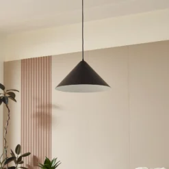 Lámpara colgante Lindby Clarine, blanco/negro, Ø 50 cm, metal