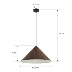 Lámpara colgante Lindby Clarine, nogal, Ø 50 cm, metal