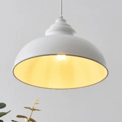 Lámpara colgante Lindby Cliona, blanca, metal, Ø 31 cm, E27