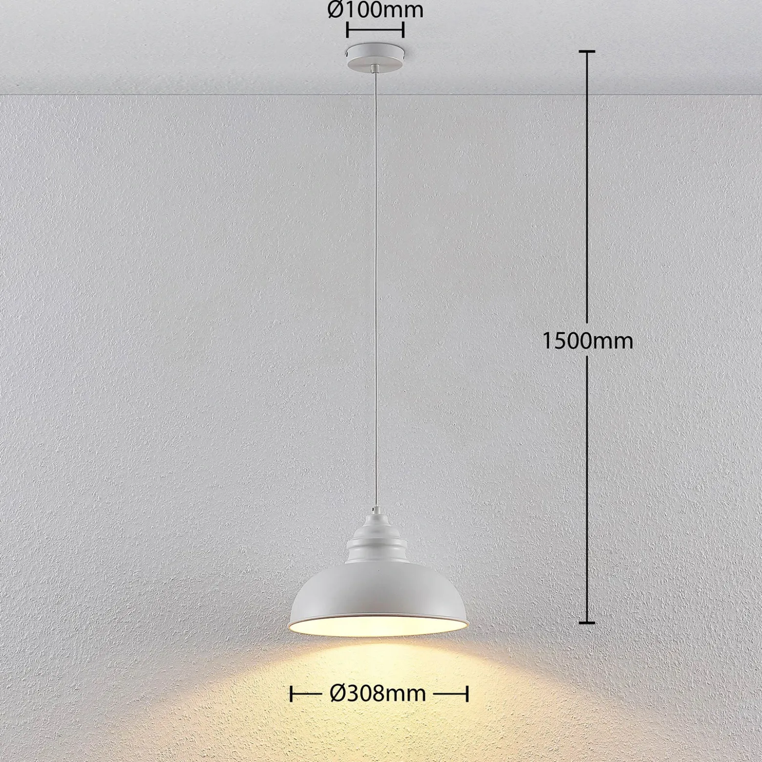 Lámpara colgante Lindby Cliona, blanca, metal, Ø 31 cm, E27