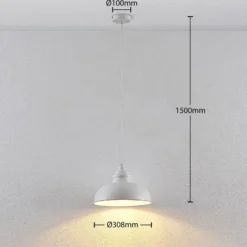 Lámpara colgante Lindby Cliona, blanca, metal, Ø 31 cm, E27