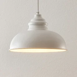 Lámpara colgante Lindby Cliona, blanca, metal, Ø 31 cm, E27