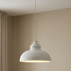 Lámpara colgante Lindby Cliona, blanca, metal, Ø 31 cm, E27