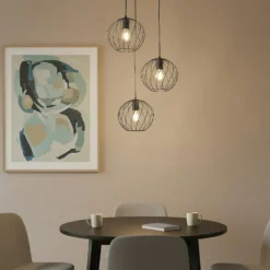 Lámpara colgante Lindby Danika, redonda, Ø 50 cm, negra, metal