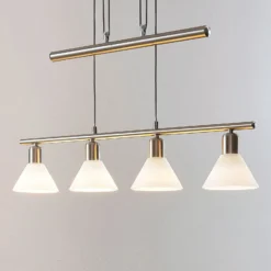 Lámpara colgante Lindby Delira, níquel de 4 luces, regulable en altura