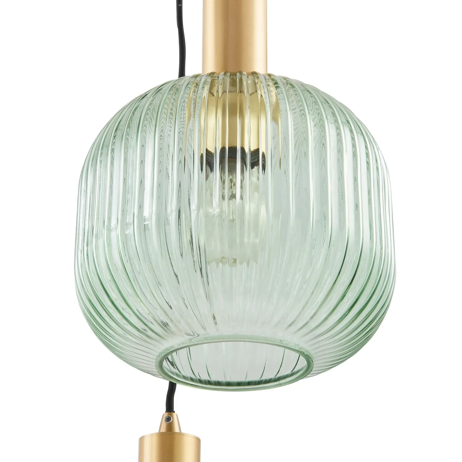 Lámpara colgante Lindby Doroteo, 3 luces, verde/ámbar/gris, cristal