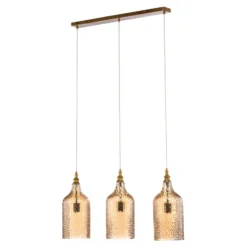 Lámpara colgante Lindby Drakar, 3 luces, ámbar, cristal, Ø 19,5 cm