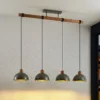 Lámpara colgante Lindby Durbis, 116 cm, 4 luces, gris, madera, E27