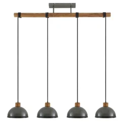 Lámpara colgante Lindby Durbis, 116 cm, 4 luces, gris, madera, E27
