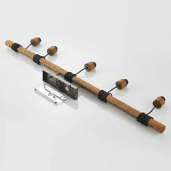Lámpara colgante Lindby Durbis, 149 cm, negra, 5 luces, madera