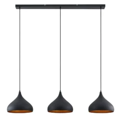 Lámpara colgante Lindby Elamira, negra, metal, 133cm, 3 luces.