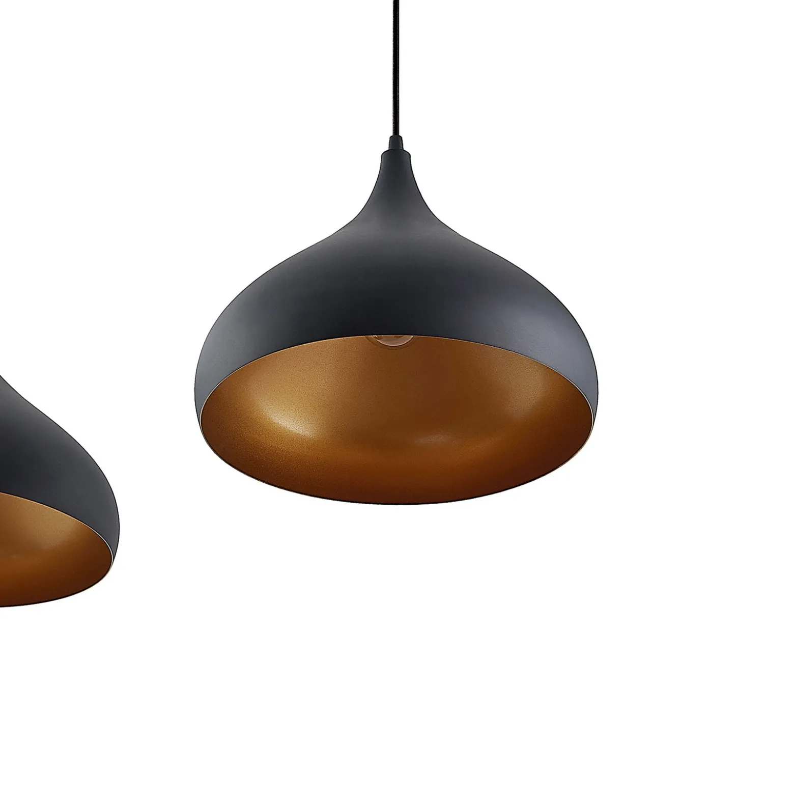 Lámpara colgante Lindby Elamira, negra, metal, 133cm, 3 luces.