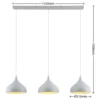 Lámpara colgante Lindby Elamira, blanca, metal, 133 cm, 3 luces.