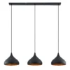 Lámpara colgante Lindby Elamira, negra, metal, 133cm, 3 luces.