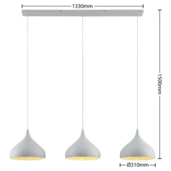 Lámpara colgante Lindby Elamira, blanca, metal, 133 cm, 3 luces.