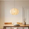 Lámpara colgante Lindby Elfie, Ø 47 cm, beige, lino, E27